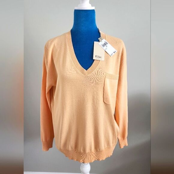 NEW WOMEN'S ELIE PULOVER CORALS YELLOW  COLOR. VICKONSE/NEILON MATERIAL. SIZE S - Picture 1 of 3